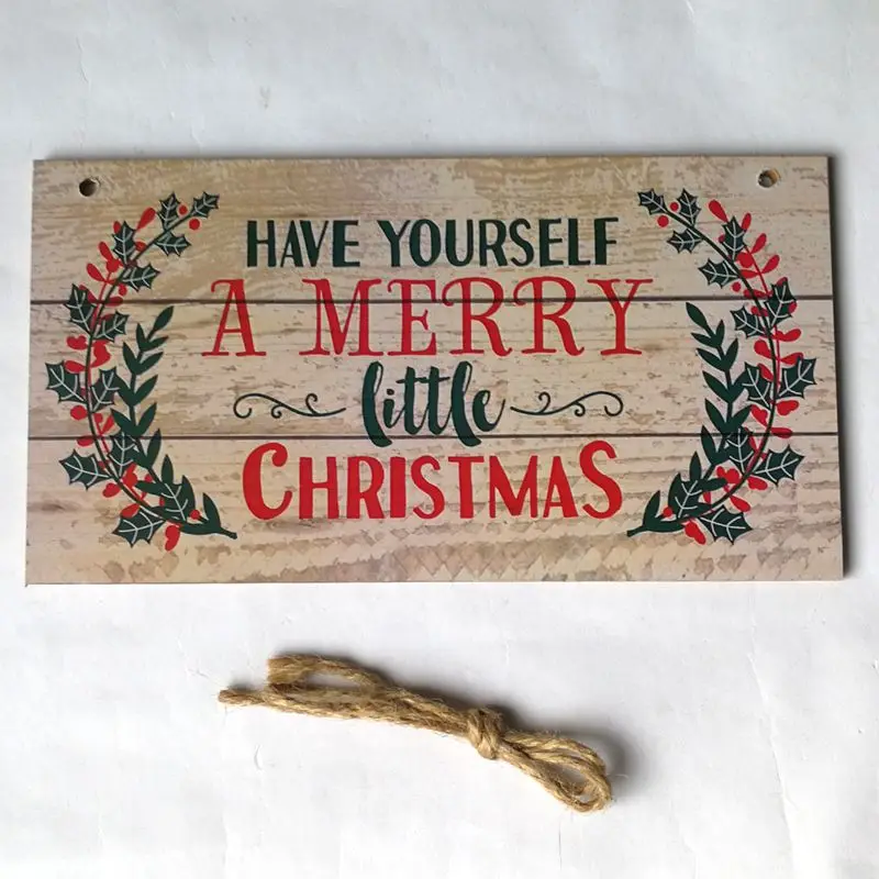 Подарите себе веселую маленькую рождественскую подвесную Sign-20.3X10.8X0.8cm из дерева Холли