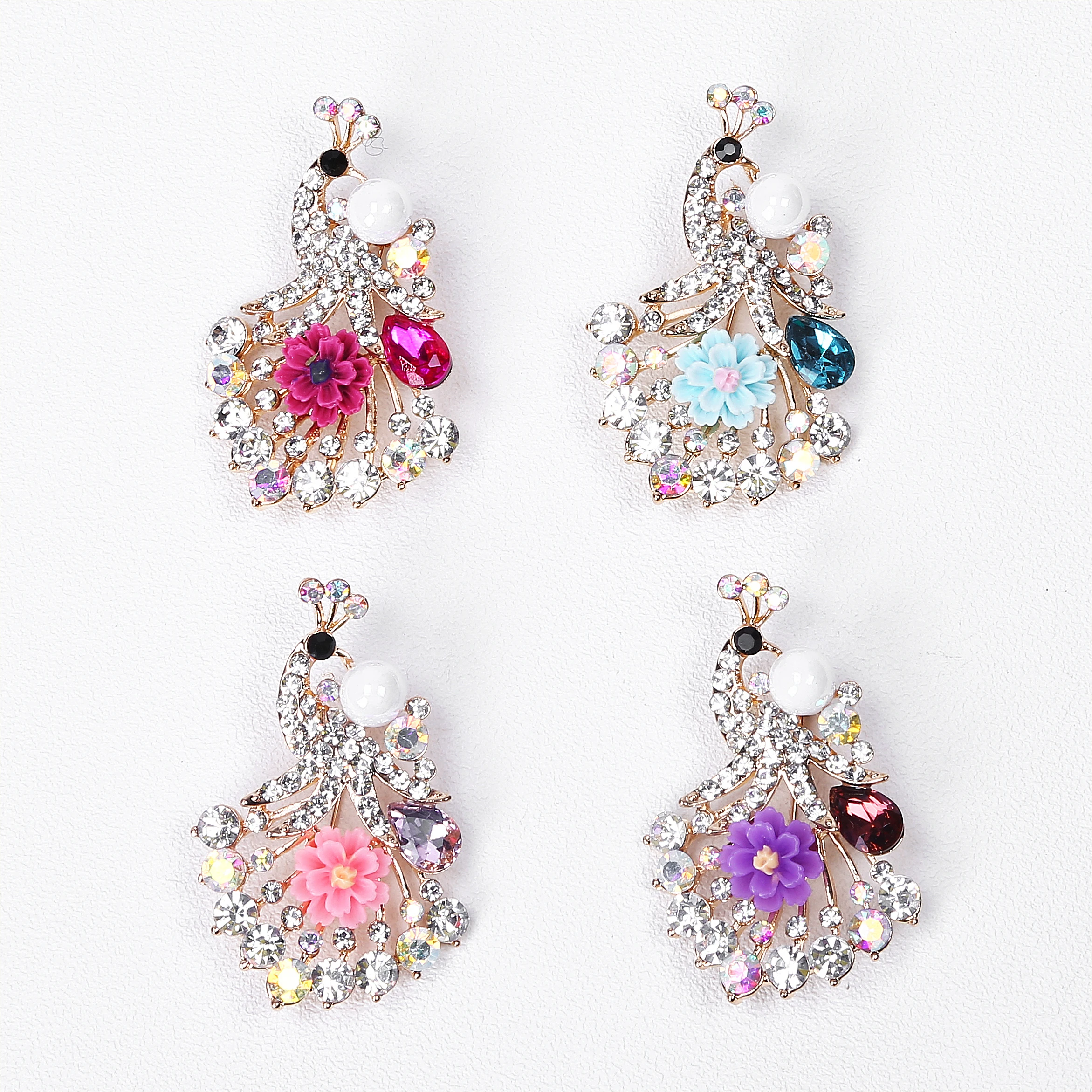 

Rhinestone Crystal Colorful Flower Brooches For Women Men Wedding Bridal Party Round Bouquet Brooch Pin Clear