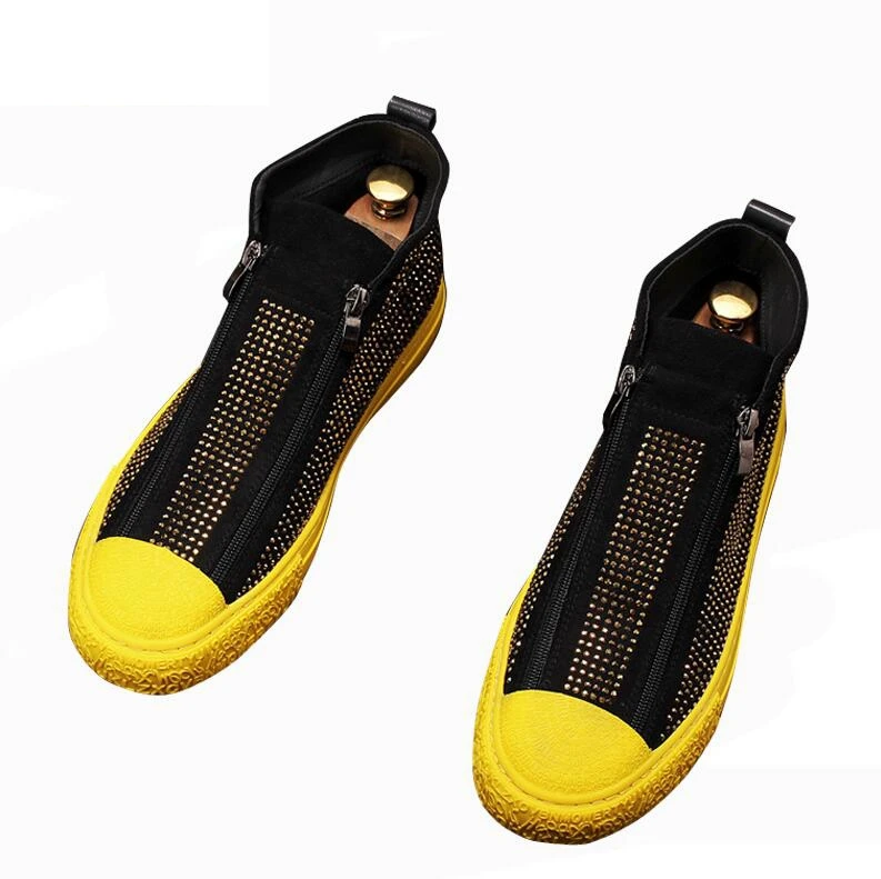 Роскошные дизайнерские новые мужские мокасины на молнии со стразами