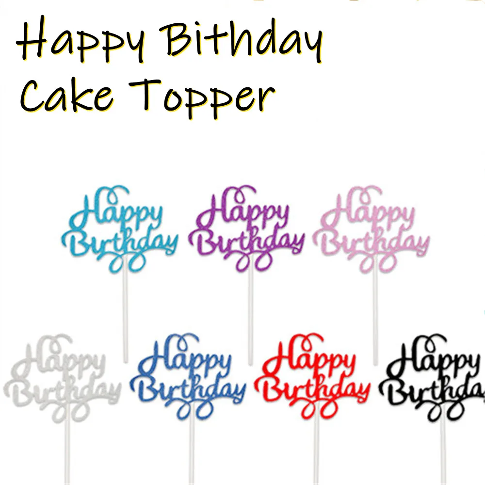 

10pcs Sign Happy Birthday Cake Topper Girl`s Birthday Dessert Decor Gittler Happy Birthday Cake Topper Bling Sparkle Decoration