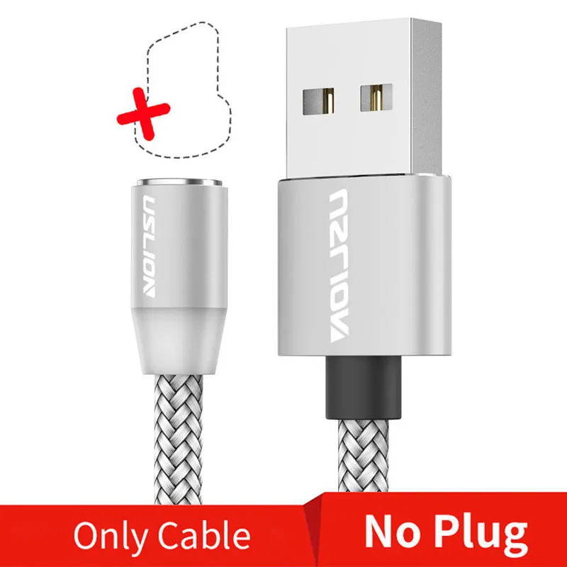 Магнитный кабель USLION, Micro usb type C, кабель для быстрой зарядки, зарядное устройство для iPhone, samsung, huawei, Xiaomi, Micro USB кабель, USB C кабель - Цвет: No Plug Only Cable