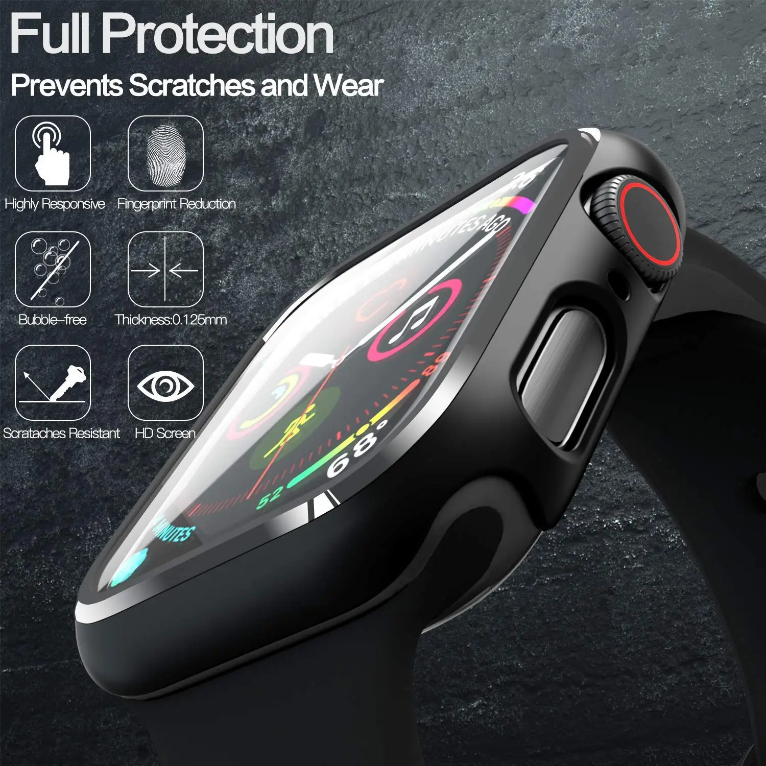 Tempered Case+film For Apple Watch 5 4 44mm 40mm iWatch 3 2 1 42mm 38mm Screen Protector+cover bumper apple watch Accessories