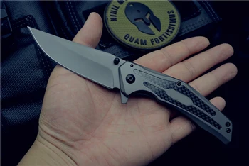 

8300 folding knife 8Cr13Mov blade all steel titanium plating + carbon fiber handle pocket camping fishing survival EDC