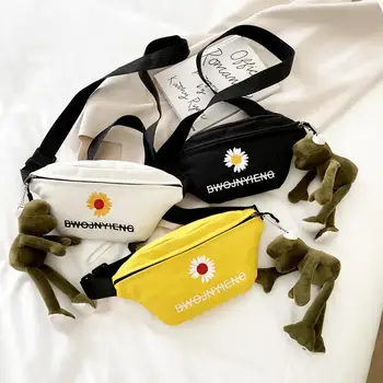 

Fashion Handbag Casual Women Mini Cloth Bucket Pouch Daisy Small Cotton Waist Bag Girls Contrast Canvas Shoulder Bag