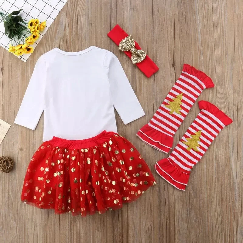 Baby Set Christmas Children'S Clothing Skirt Daily Party Chirstmas Tree Baby Girl Long Sleeve Gift Santa Claus Leg Warmer