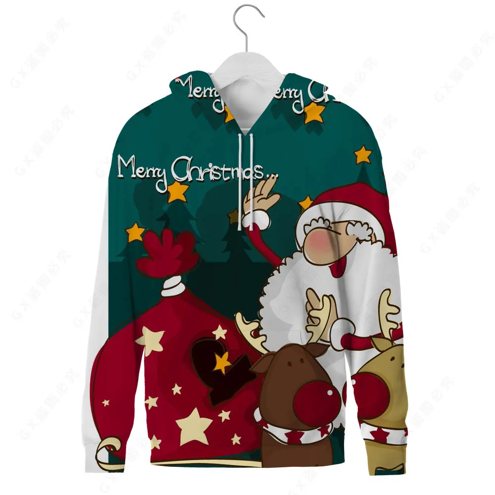 

New Year gift Sweatshirt Christmas Santa cartoon printed full sleeve winter children's Pullover children's cute Hoodie