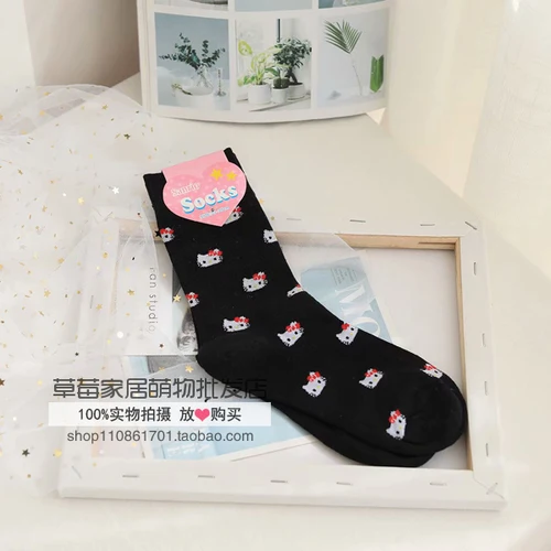 A style Hello Kitty My Melody Cinnamoroll PomPomPurin Socks Women Autumn Cartoon Cotton Socks for Girls Children Christmas Gift Dropship - Цвет: A style