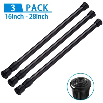 

3PCS Spring Curtain Rods 16 to 28 Inch Tension Rod Spring Curtain Rod Adjustable Curtain Rod Expandable Curtain Rod