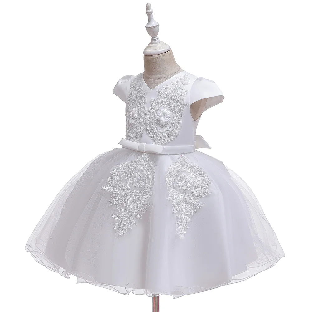 Europe And America CHILDREN'S Dress Baby a Year of Age Princess Dress Girls Flower Stickers Gauze Tutu Little Flower Girl Party
