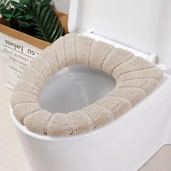 

Comfortable Velvet Coral Toilet Seat Cover Bathroom Soft Cushion Washable Closestool Bathroom Accessories