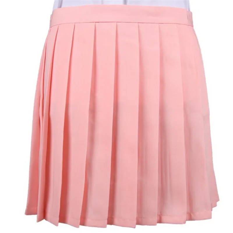 light pink Женские юбки, женские, кавайные, плиссированные, Cos Macarons, сплошной цвет, высокая талия, юбка, женская, Корейская, Harajuku, одежда для женщин, повседневная - Цвет: light pink