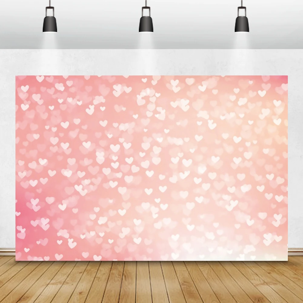 Fantasy Photo Backdrop For Sweet Love Pink Heart Wedding Light Bokeh Party Decor Customized Photography Backgrounds Studio | Электроника