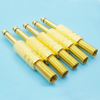 

50pcs Gold Plated 6.5mm Sophomore Core Audio Microphone Connector Jack 6.35mm Audio Mono Amplifier Plug For Guitar Panel Seat