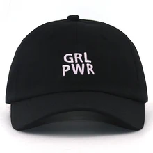 GRL PWR бейсбольная кепка с вышитыми буквами, хлопок, регулируемая Черная кепка в стиле хип-хоп для девочек