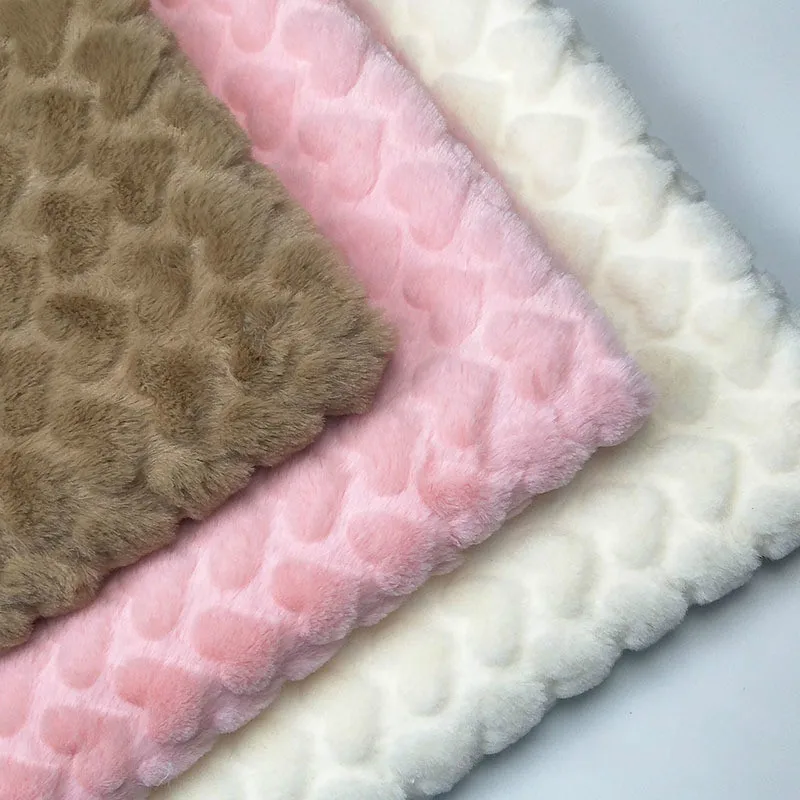 Embossed Heart imitation rabbit fur fabric diy sewing materials autumn