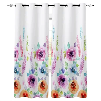 

Watercolor Painting Plant Flower Window Curtains Home Decor Curtains for Living Room Bedroom Kitchen Items Christmas Curtains