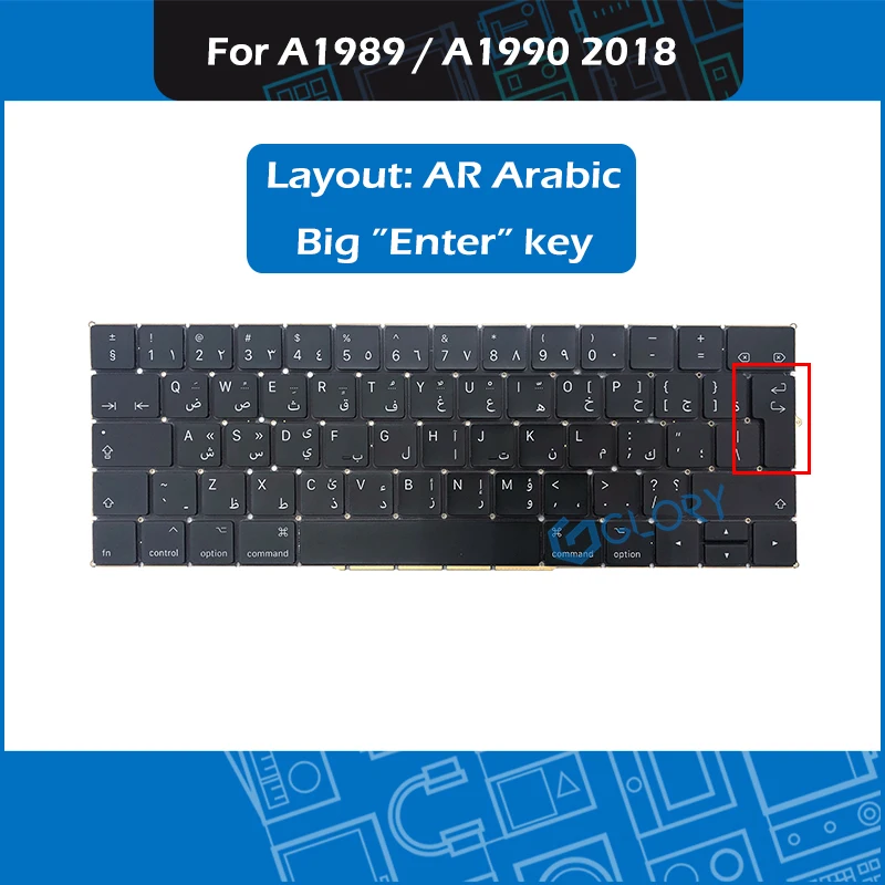 Новая сменная Клавиатура для ноутбука AR Arabic Layout для Macbook Pro retina 1" 15" A1989 A1990 арабская клавиатура Mid