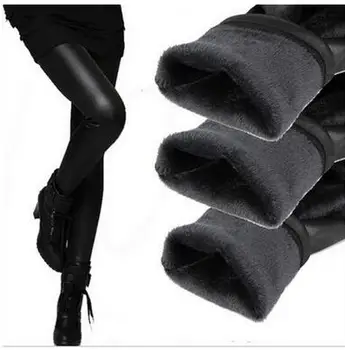 

lady large Size Black Women Velvet Warm Leggings Autumn Winter Fashion Elastic Thick leather pants Skinny Legging For Women