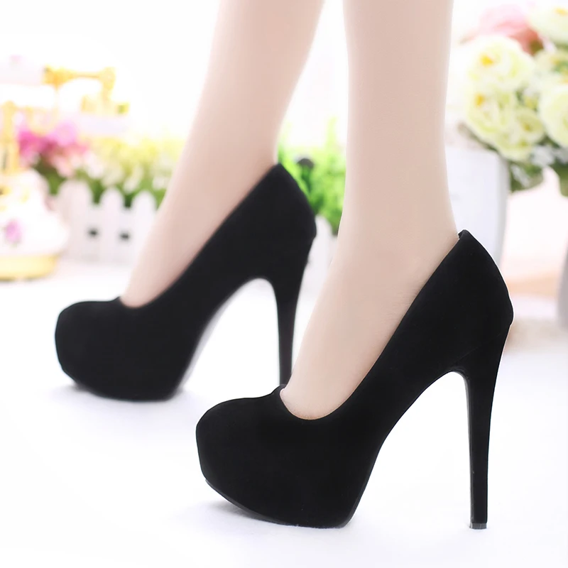 Buitenshuis zwaartekracht Kwijting Platform Hakken Vrouwen Schoenen Vrouwelijke Hoge Hakken Schoenen Flock  Platform Hakken Pumps Vrouwen Nachtclub Dunne Hak Sexy maat 43|Damespumps|  - AliExpress