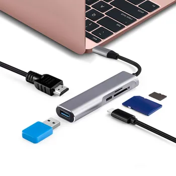 

Type-c To HDMI+PD+ Card Reader+USB3.0 5-in-1 Docking Station USB C HDMI 3.1 For iPad Pro MacBook Pro/Air 2018