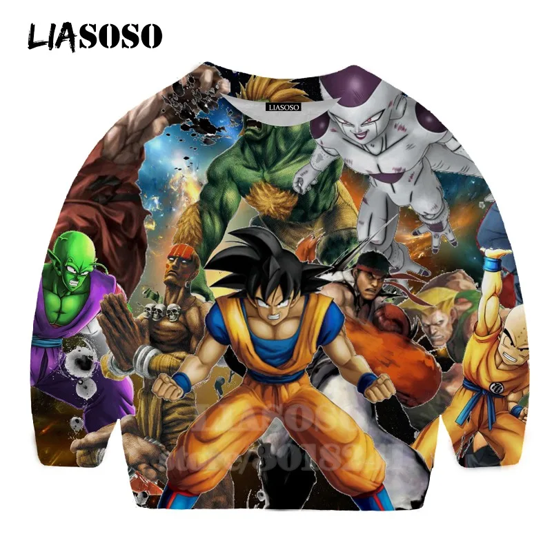 LIASOSO/Детская толстовка для подростков футболка с 3D принтом Dragon Ball Son Goku Детское пальто Топ для мальчиков и девочек, пуловер с круглым вырезом детские толстовки B157