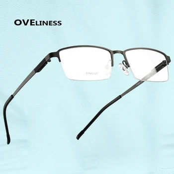 

2020 Half Square Titanium Alloy eye glasses frame men women Optical eyeglasses frames Myopia Prescription glasses Metal eyewear