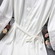 Сексуальная Беспроводная Пижама без оправы кружевная ночная рубашка Шелковая пижама женская пижама Сексуальная сорочка сексуальное шелковое кимоно халат# C