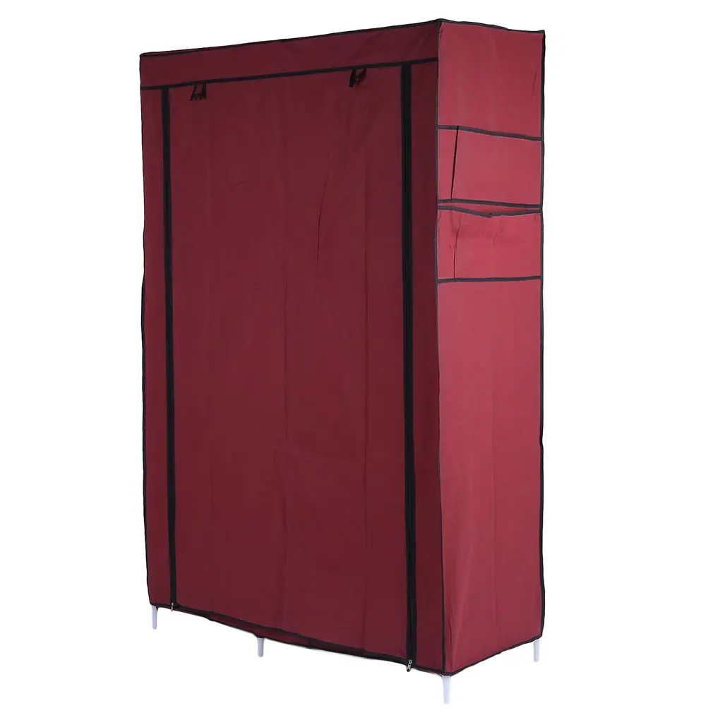 

Portable Wardrobe DIY Anti-dust Moisture-proof Non-Woven Foldable Clothe Storage Cabinet Shelf Closet With Hanging Track