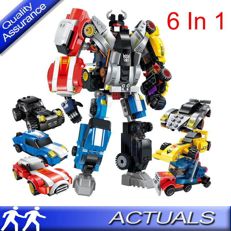 

6 In 1 Enlighten 1409 Action Mecha Transformation Robot Building Blocks Supercar Creative DIY Toy Bricks Compatible
