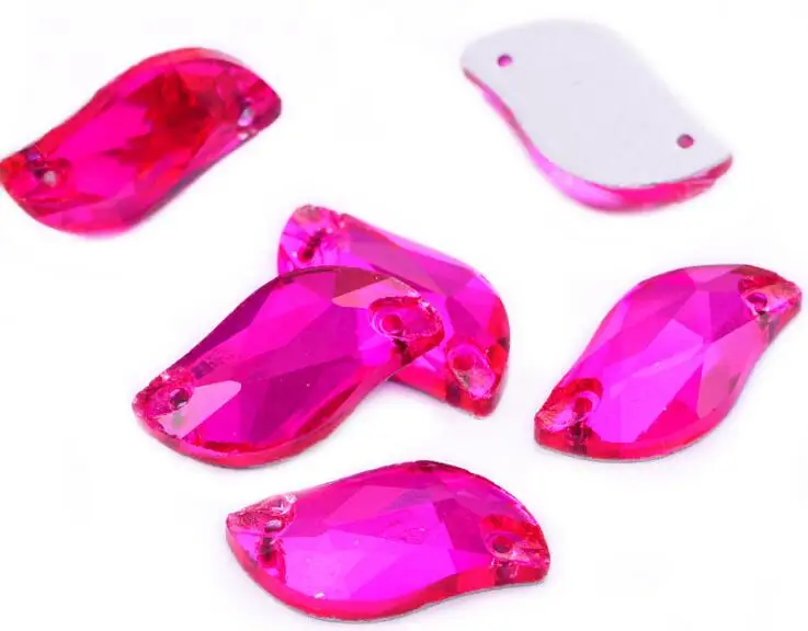 rose red Стразы особой формы с кристаллами s-образной формы, цветные стразы с отверстиями для шитья, стразы с блестками для одежды, свадебного платья ZZ055 - Цвет: rose red
