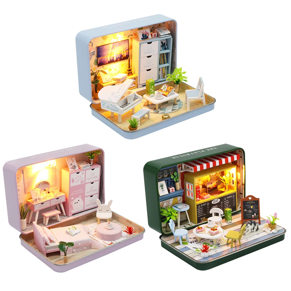 Забавный милый DIY деревянный кукольный домик миниатюрные детские игрушки