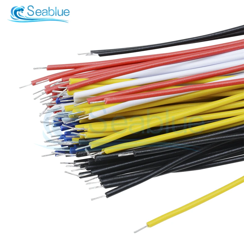 100Pcs Solder Cable Double Head PCB 20CM 26AWG Breadboard Fly Jumper Wire Tin Conductor 5 Color