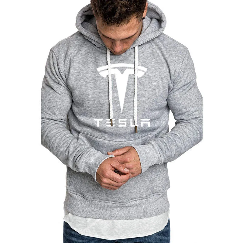 Hoodies Men Tesla Car Logo Print Sweatshirt Spring Autumn New Fashion Men Hoodie hip hop harajuku Casual Hoody Fleece tracksuit