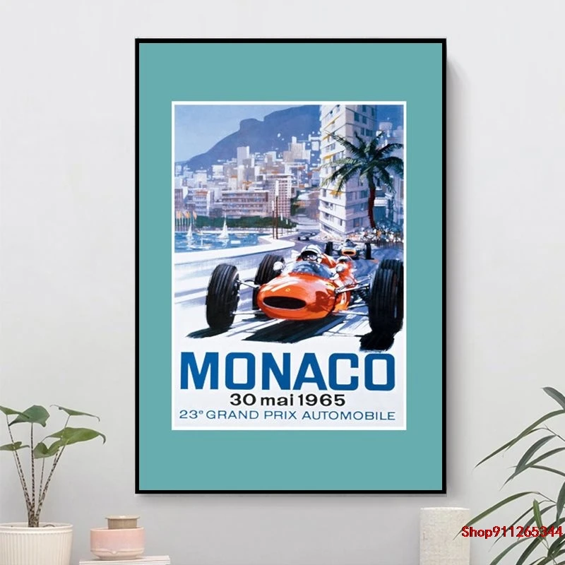 Монако F1 классические 1965 настенные художественные плакаты принты Холст Картина