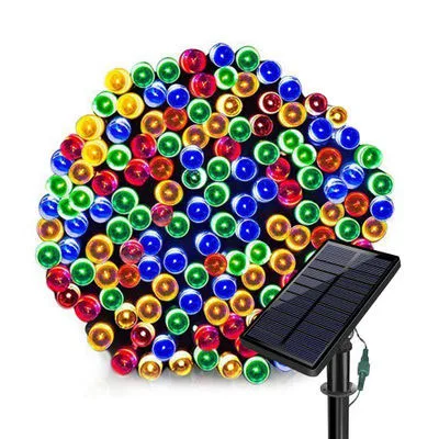 RGB 300 светодиодный Рождественская гирлянда светодиодный Сказочный светильник на открытом воздухе Водонепроницаемый светодиодный Солнечный свет строка светильник s сад, свадьбы, праздника, светильник Настенный декор - Испускаемый цвет: RGB