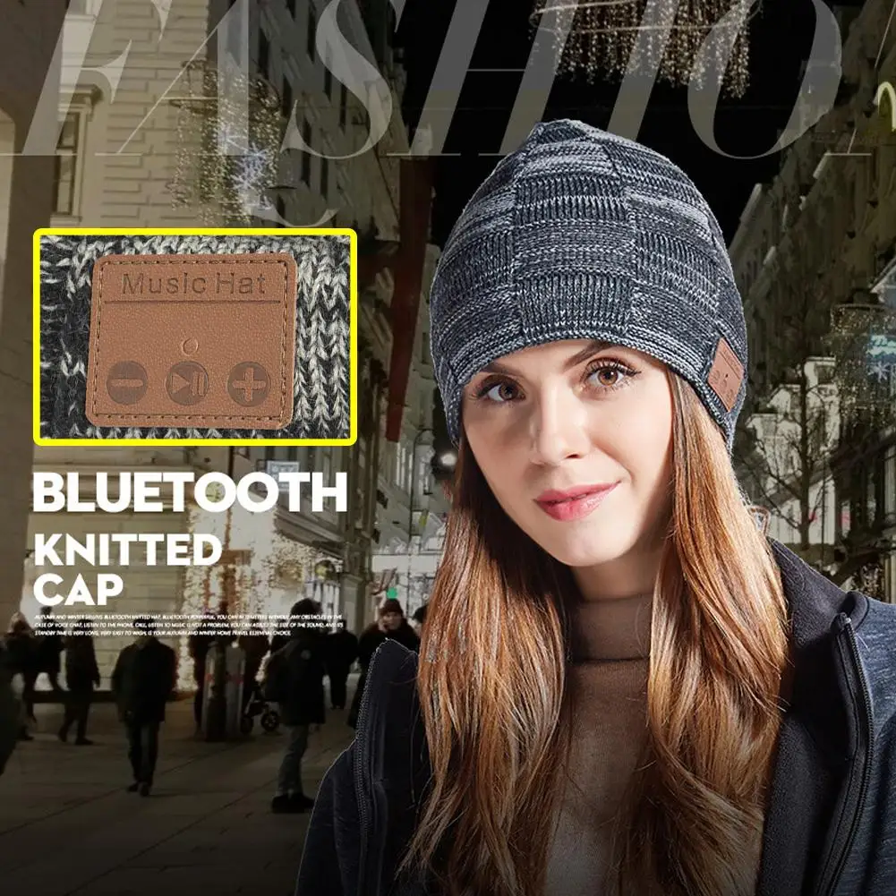 Bluetooth Музыка зимняя уличная вязаная шапка Беспроводная стерео наушники Динамик Микрофон Hands Free говорящая Толстая теплая шапка для мужчин и женщин