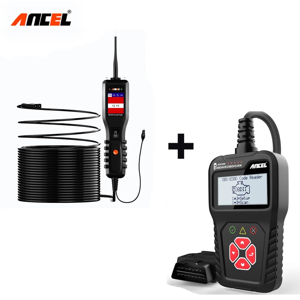 Ancel PB100 12 В 24 в автоматический тестер цепи автомобиля Электрический с AS100 OBD2