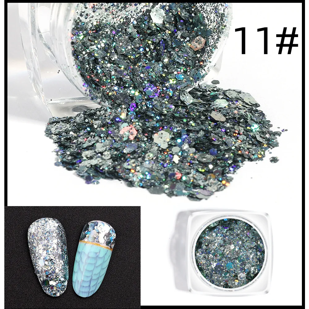 12 цветов Блеск для ногтей goblin's sequin Bright laser sequin eye sequin gradient flash поляризационный блеск для глаз