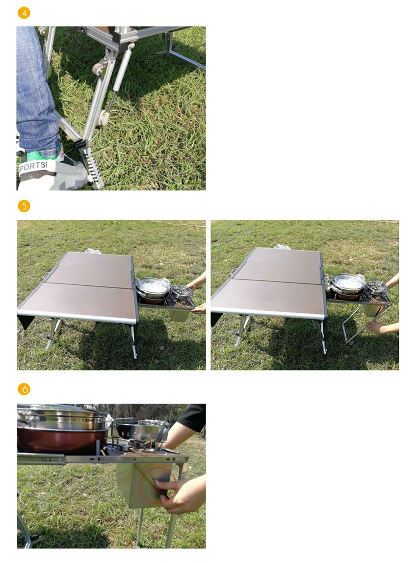 5-7 Person Outdoor Mobile Kitchen Foldable Picnic Table with Gas Stove and Tableware Cookware Set Camping picnic C550/C650