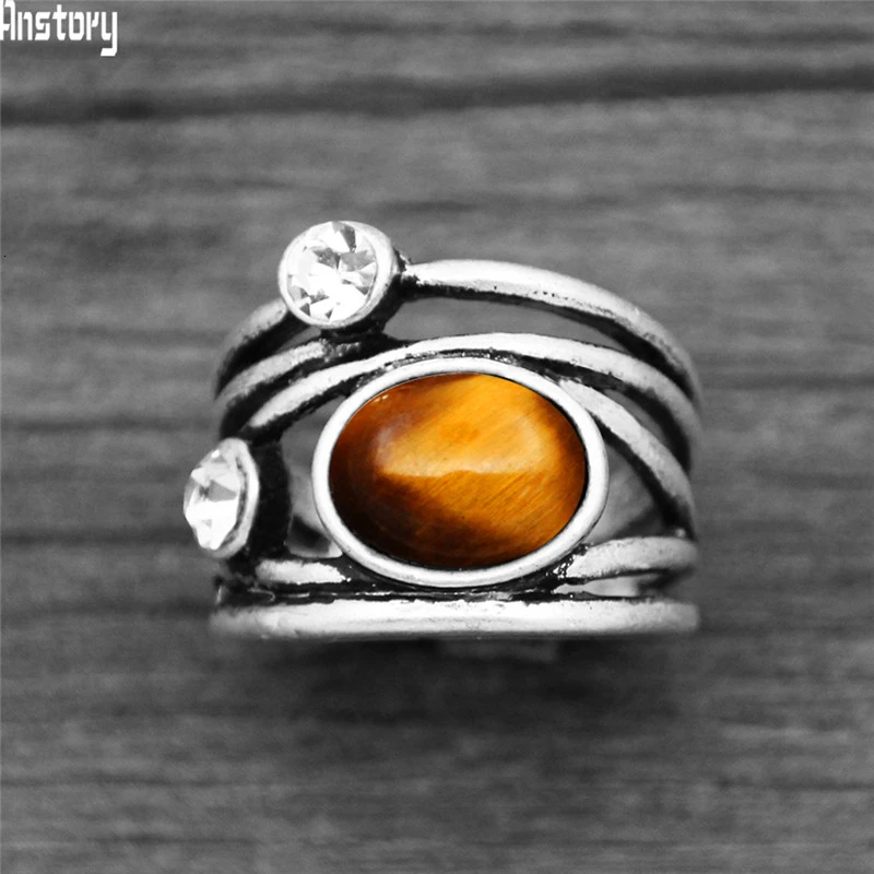 Натуральный кварц Lapis Jades аметисты растительные кольца для Womem винтажное модное женское кольцо - Цвет основного камня: Natural Tiger Eye
