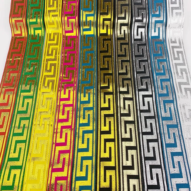3.3CM Gold Sliver Jacquard Ribbon Lace Trim Woven Ribbon For Sewing Accessories DIY Laces For Garment Curtain Accessories Decor 3.3CM Gold Sliver Jacquard Ribbon Lace Trim Woven Ribbon For Sewing Accessories DIY Laces For Garment Curtain Accessories Decor