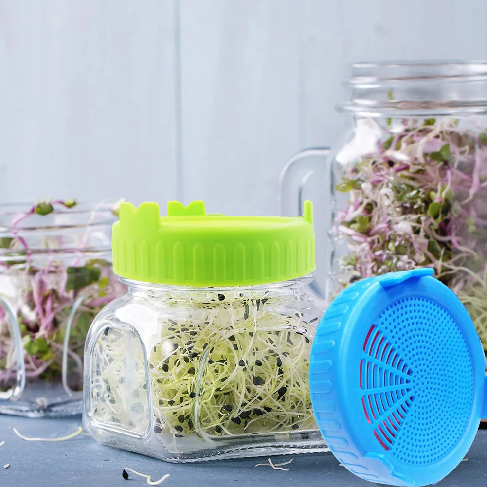 1PC Food Grade Mesh Sprouting Lid Kit Seed Growing Germination Vegetable Silicone Sealing Ring Lid sprouting jars kit