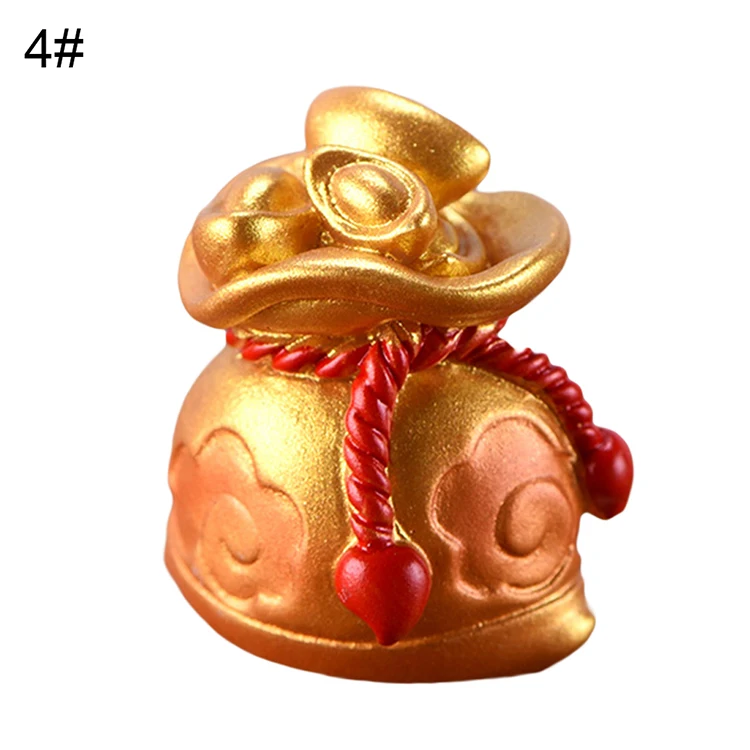 4 Mini Shengxiao Figurine Resin Decoration Crafts Ingot Gold Coin Lucky Rat Animal Figurines Statue DIY Garden Table Ornament - Color: 4