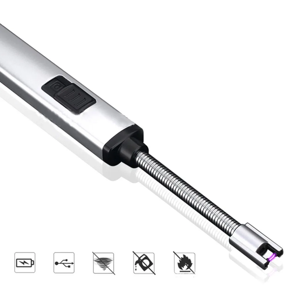 360 градусов барбекю свеча Зажигалка для газовой плиты пушки USB дуговая Зажигалка Беспламенное ветрозащитное безопасное перезаряжаемое кухонные зажигалки