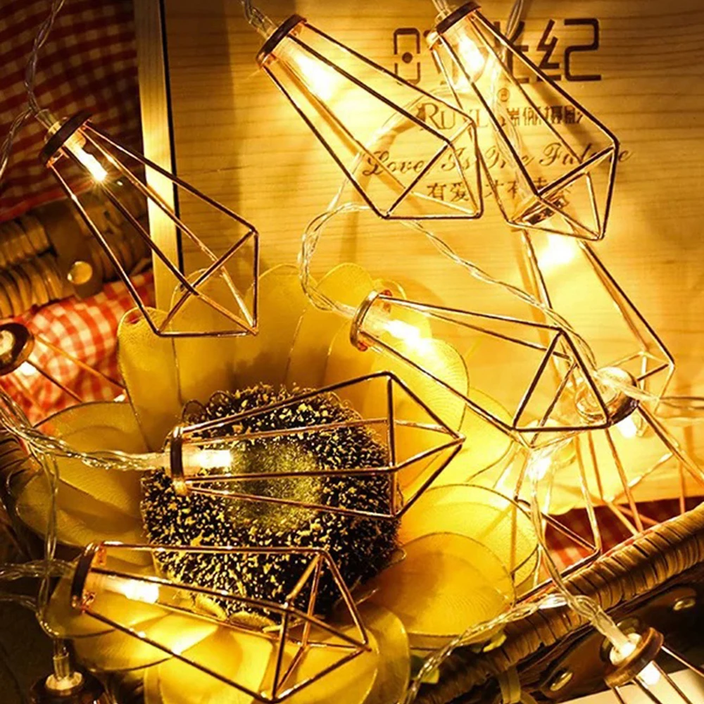 1 шт. декоративная светящаяся гирлянда с металлическим бриллиантом модель с питанием от USB 10LED свет дом во дворике Рождественский фонарь дневного света теплый белый