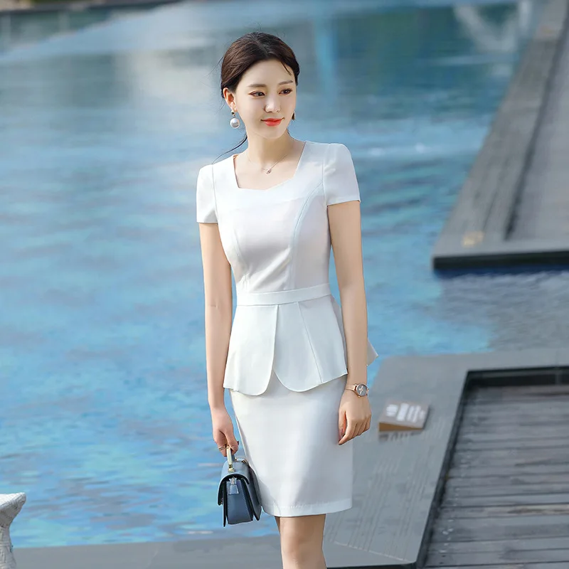 

Short Sleeve Wear Set Female Spring Summer New Style Solid Color Lotus Leaf Hem Versatile Elegant Commuting Women's Work Formal