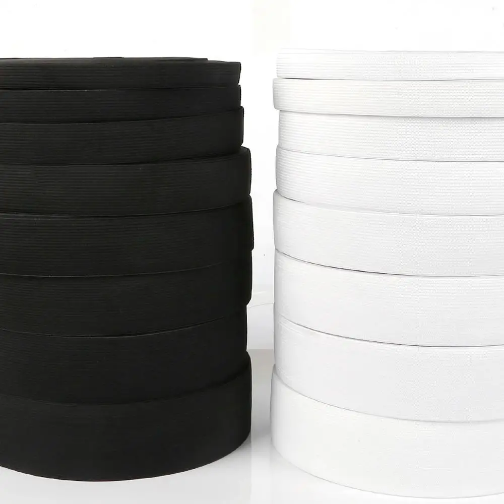 Black and White Elastic Nylon Webbing for Clothing and Sewing Accessories - 5 Yards