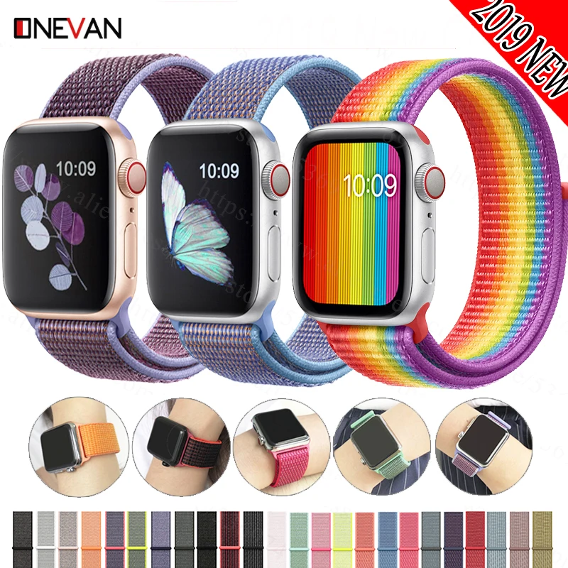 

Band For Apple Watch Series 5/4/3/2/1 38MM 42MM Nylon Soft pulseira correa Breathable Strap Sport Loop for iwatch 5 4 40MM 44MM