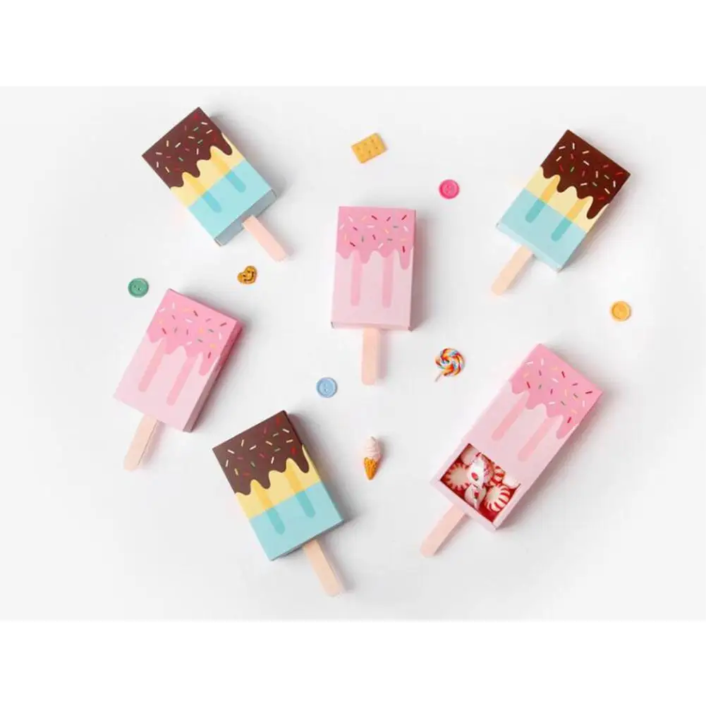 

Studyset Ice Cream Gift Box Baby Shower Birthday Party Candy Box Ice Cream Shape Wedding Party Favor Box Cartoon Pull-out Tray