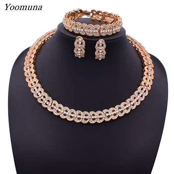 

Elegant African Jewelry Sets for Women rose Gold ethiopian Necklace Jewellery sets dubai bridal jewelry sets for Party gifts